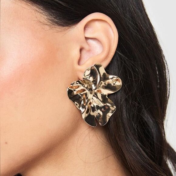 Geo shaped gold earrings N195 - Picture 1 of 6